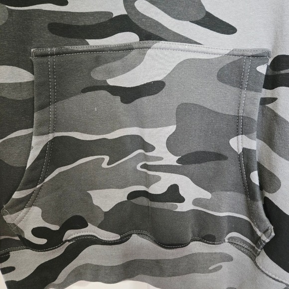 Mens Gray Camo Shark Saw Stay Above Water Hoodie Sweatshirt L - Picture 3 of 8